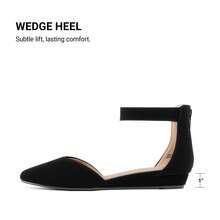 Women Wedge Flats Pointed Toe Ankle Strap Dress Flats Comfortable Elegant Casual Commute Wedding Ballet Flats Shoes - màu đen - Xem 4