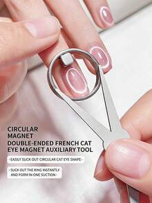 3D Round Magnetic Nail Stickers And Cat-Eye Magnetic Rings, Designed Specifically For Round Nails. Perfect For Nail Salons, DIY Enthusiasts, And Brides, As Well As For Valentine's Day And Christmas Gifts-An Easy-To-Use Magnetic Nail Design Kit. - Silver - View 8