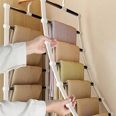 Giá treo quần nhiều tầng tiết kiệm 80% không gian, chống trượt, đa chức năng, dùng để đựng quần tây, quần jean, khăn quàng cổ, cà vạt, ga trải giường, phù hợp với tủ quần áo ký túc xá, dễ dàng lắp ráp.