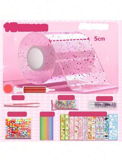 Cinta adhesiva doble cara DIY Nano (color de la cinta enviado al azar, color/patrón/combinación de los accesorios enviados al azar, prevalece la imagen del producto real) Temporada de vuelta a clases) Nota especial: 1 set rosa es de 5 cm * 1 m de cinta con set de accesorios, otros paquetes de set y paquetes de cinta individual son de cinta Nano de 3 m de largo, todos con un ancho de 5 cm