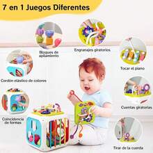 6 Coloridos Juguetes Sensoriales de Formas, con 4 en 1 Tablero de Juguetes, Clasificador de Formas Multifuncional con Banda Elástica, 7 Formas de Jugar, para Niños y Niñas - 17 cm x 15 cm x 15 cm - Ver 4
