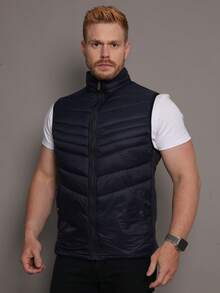 Men's Double-Sided Puffer Vest With Zipper For Winter - Black - View 10