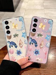 1个海龟、寄居蟹、花朵、蝴蝶海洋元素软壳手机壳，兼容华为荣耀、Galaxy A04e/12/A13/A14/A34/A50/A52/A53/A54/S21/S22/S23/S24/S25/S25Ultra/S25FE/S26/S26 Plus/S26 Ultra/S26 Edge、6A/7A/8A、12T/13T/15T/15T Pro，国际版 - 無色 - 查看 2
