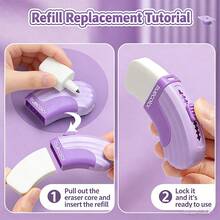 1pc Purple Angle Push-Pull Eraser + 3pcs Eraser Refills, Clean Smudge-Free Eraser For Neat Lines - Multicolor - View 8