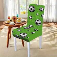1/4/5/6/7/36pcs 2026 World Cup, Football Pattern Print Chair Covers/Seat Covers Set, Suitable For Indoor Home, Restaurant, Hotel, Ideal Choice For Modern Daily Decor. Tablecloth Fits Square Dining Table, Elastic Chair Covers Are Washable. - Multicolor - View 4