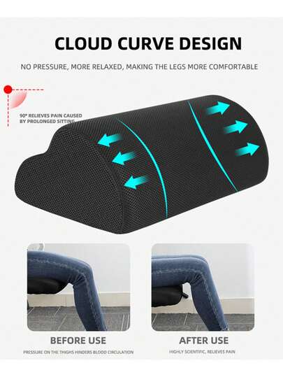 1 pieza Reposapiés con forma de nube grande, tela transpirable portátil, diseño de arco de nube de espuma de memoria, base antideslizante y asa de transporte, almohada/reposapiés para elevar las piernas, funda extraíble, adecuado para el hogar, la oficina y los viajes, ayuda a aliviar la molestia en las piernas y mejorar la circulación sanguínea