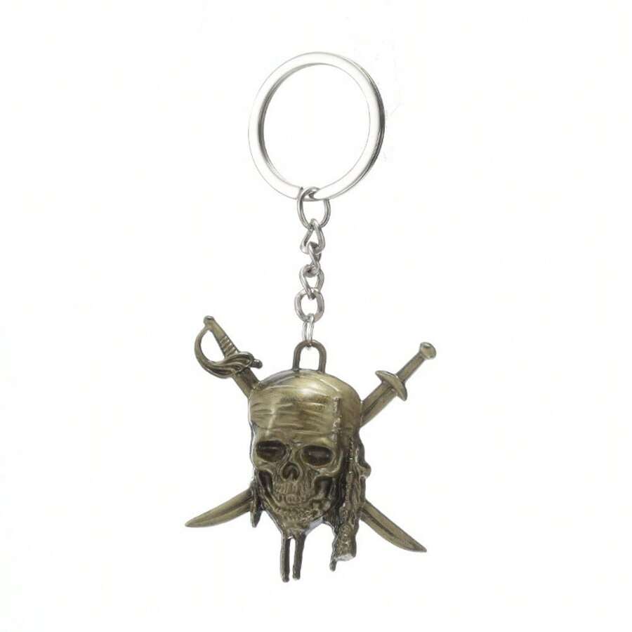 Fashing Jack Sparrow  Skeleton Heads Pendant Pirates Of The Caribbean Keychain Vintage Jewelry Accessories - 古銅色 - 查看 1