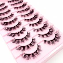 5D仿貂毛假睫毛10对装，蓬松柔软交叉式，自然浓密日常佩戴 - 黑色 - 查看 5