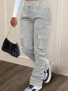 Women's Waist Tied Casual Sweatpants With Pockets Graduation,Back To School Outfits,Graduation,Teacher Outfits For Women,Back To School Fall Cloth For Women - 淺灰色 - 查看 5