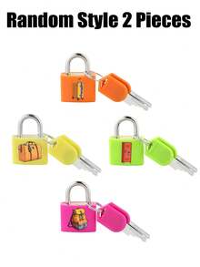 2/4pcs Colorful Travel Luggage Locks, Small Mini Suitcase Padlock Locks With Keys, Luggage Padlocks, Cute Cartoon Print Mini Padlocks For Suitcase Backpack Locker, Portable Small Security Locks For Gym School Travel Accessories, Strong Copper Lock Core With Plastic Shell (Unique Icon Patterns For Effortless Lock Matching) - Multicolor - View 11