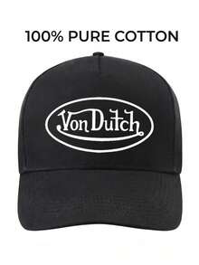 1pcs VonDutch Printed Baseball Cap, Classic Casual Retro Y2K Unisex Baseball Cap, Adjustable Size, Lightweight And Sun Protection, Suitable For Outdoor Sports, Daily Wear, Parties, And - màu đen - Xem 3