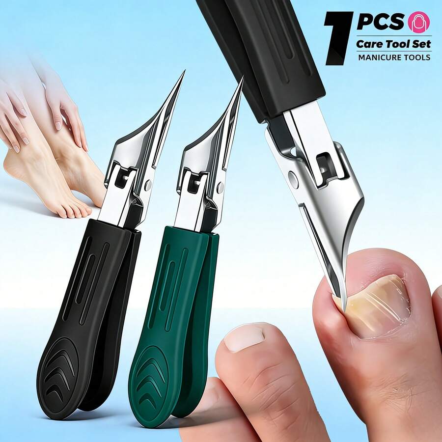 1 pieza Cortaúñas de acero inoxidable de alta resistencia, recortador de precisión con mango suave y antideslizante, hoja afilada con ángulo de 25 grados, diseño anti-salpicaduras, adecuado para uso doméstico, salón de uñas, pedicura - Herramienta esencial para el cuidado de uñas y pies, mango ergonómico, duradero