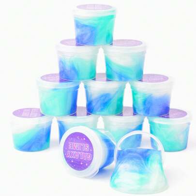 10/12/24pcs Mini Galaxy Slime Kit, Suitable For Girls, Party Favors, Stretchy & Non-Sticky, Boys Stress Relief Toy, Soft DIY Slime (30ml)