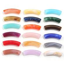 30pcs Tie Dye Acrylic Curved Tube Beads Mix, Fashion Jewelry Making DIY Beads, Spacer Beads For Women Necklace Bracelet Craft Decoration Accessories - Bent Tube - View 6