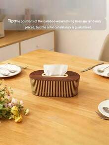 1pc Oval Tissue Box, Luxury Minimalist Household Tissue Holder, Multi-Functional Modern Desktop Decor For Living Room - Multicolor - View 3