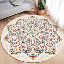1pc Colorful Mandala Round Floor - Washable Bohemian Style Carpet Living Room, Bedroom, Office, Housewarming And Holiday Present, Vibrant Home Decor, Office Decoration, Bedroom Rug, Bohemian Style, Soft Texture, Fashionable Carpet, Decorative Item, Decorative Rug, Bedroom Decor, Small Rug, Carpet, Home Decor, Living Room Carpet, Living Room Small Rug, Bedroom Rug, Living Room Home Decor, Outdoor Rug, Washable Carpet No Plush Surface - 1PC - 查看 2