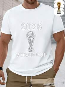 Graphic Tees[FIFA World Cup Licensed]2026 USA-Canada-Mexico World Cup, FIFA Football Men's Basic Funny Printed Short Sleeve T-Shirt, Perfect For Summer Street Wear, Comfortable And Versatile, A Must-Have For Fans,  Outdoor Item, Available In Men's And Women's Couple Styles, Suitable As A Gift For Family Members.100% Cotton - 白色 - 查看 7