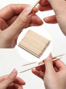 100/500/300/100/10pcs Orange Nail Sticks, Double-Sided Multifunctional Wooden Nail Pusher, Manicure & Pedicure Tool, Cuticle Remover Or Facial Waxing Stick - Ginger - View 2