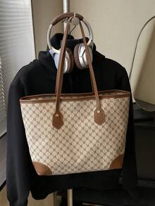 女士日常通勤时尚多功能手提包，女士手提包，优雅女士手提包，时尚女士手提包，大容量手提包 - 灰色 - 查看 6