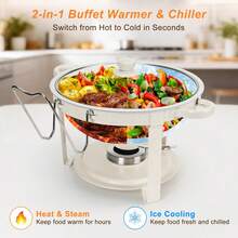 Chafing Dishes For Buffet, White-Plated 4 Pack 5QT Round 316 Stainless Steel Chafing Dish Set For Home Parties, Christmas Gatherings, Catering Events Complete Buffet Warmer Set (White 4) - 白色 - 查看 8