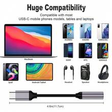 1条USB-C转3.5mm音频适配器线，兼容 17 Pro Max/17 Pro/17/Air/16/15系列 - 黑色 - 查看 6
