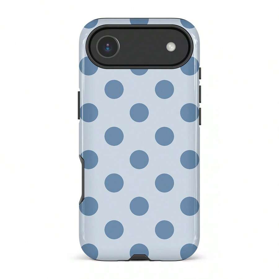 Light Blue And Brown Polka Dot Phone Case - Shock-Proof Phone Case, Suitable For IPhone 17/16/15/14/13/12/11 Pro Max/Pro Plus/12 Mini/13 Mini - Haze Blue Dot - View 1