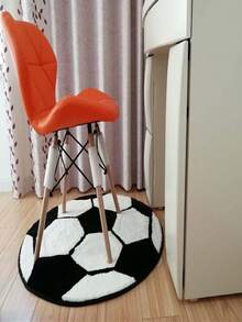 1pc Football Shaped Rug, Faux Wool Carpet, Room Decor, Anti-Slip Durable, Sound Insulation, Skin-Friendly Soft, Easy Clean, Indoor Doormat, Living Room Carpet, Bedroom Rug, Bathroom Mat, Washable Carpet, Home Decor, Floor Decoration, Floor Protection - Football - View 4