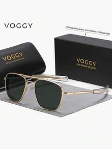 VOGGY Fashionable, Minimalist, Retro, Metal, Polarized Decorative Eyeglasses, For Men, Suitable For Sports, Driving, Outdoor, Cycling, Fishing, Vacation, Travel, Party, Decoration, Gift Looks Street Style And Suit For Sweater Jacket Sweatshirt Hoodie Leather Pants And Cargo Pants For Summer Beach Vacation,Outdoor,Travel - Đen/Xám - Xem 10