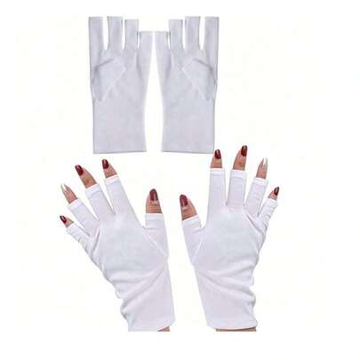 Guante de protección UV para lámpara de uñas de gel, guantes de protección para manicura de media mano con factor de protección UPF40+ para LED/UV, protección UV para mujeres al aire libre. [Telas Premium]: La tela de poliéster seleccionada no se engancha ni se pelea fácilmente, es refrescante y transpirable, cómoda, con alta elasticidad, no es apretada y es ligera de llevar.