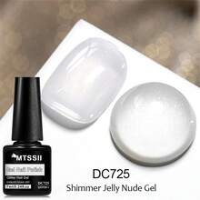 Mtssii 1瓶闪亮亮片凝胶指甲油，7毫升闪亮果冻乳白色凝胶指甲油，适合夏季美甲，半永久可卸UV/LED凝胶美甲油，适用于美甲沙龙和家庭美甲用品 - 白色 - 查看 2
