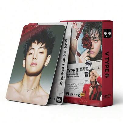 1pc Squishy 2026 New V TYPE Non-Photobook Version HD Printed Photo Card Set Of 55pcs, BT Idol Collection, Fan Support Goods, Immediate Delivery Of Personal Collection Cards, DIY Scrapbook Magazine Decoration, Creative Birthday Valentine's Day Gift For ARMY Fans 2026