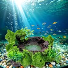 Resin Moss Rock Water Dish Ornament, Simulation Mossy Rock Basin Decor With Artificial Plants, Reptile Terrarium Water Bowl Landscape Decoration For Lizard Gecko - A - View 4