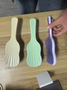 1pc Wet/Dry Dual-Use Brush With Scalp Massager And Non-Slip Handle, Gentle Hair Care Essential For Women With Curly, Straight And Fine Hair, Daily And Travel Styling Tool, Detangles And Adds Shine - Multicolor - View 9