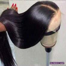 13*4 Lace Front Wig, Pre-Trimmed Straight Lace Front Wig, Mixed Hair Texture Wig, 200% Density Straight Hair Wig For Women, Pre-Plucked Hairline Bleached Knots, Easy To Wear Mixed Hair Texture Ready-To-Wear Wig, 200% Density, 8-34 Inches Length Natural Black - Natural & Black - View 1