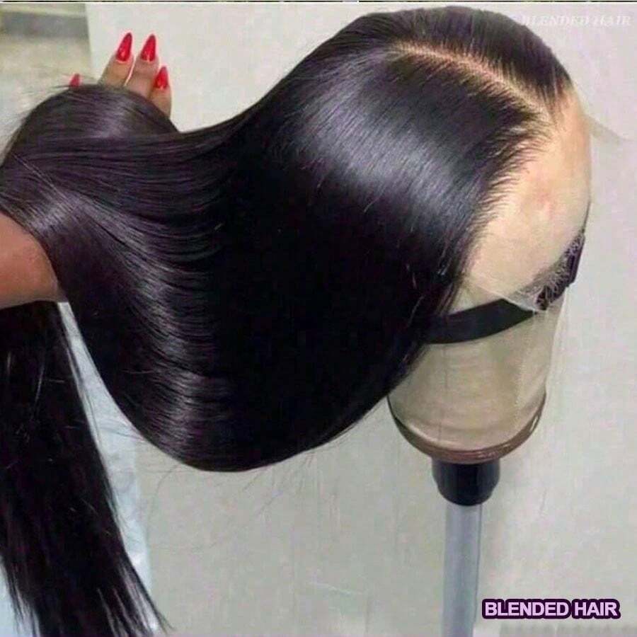 13*4 Lace Front Wig, Pre-Trimmed Straight Lace Front Wig, Mixed Hair Texture Wig, 200% Density Straight Hair Wig For Women, Pre-Plucked Hairline Bleached Knots, Easy To Wear Mixed Hair Texture Ready-To-Wear Wig, 200% Density, 8-34 Inches Length Natural Black - Natural & Black - View 1