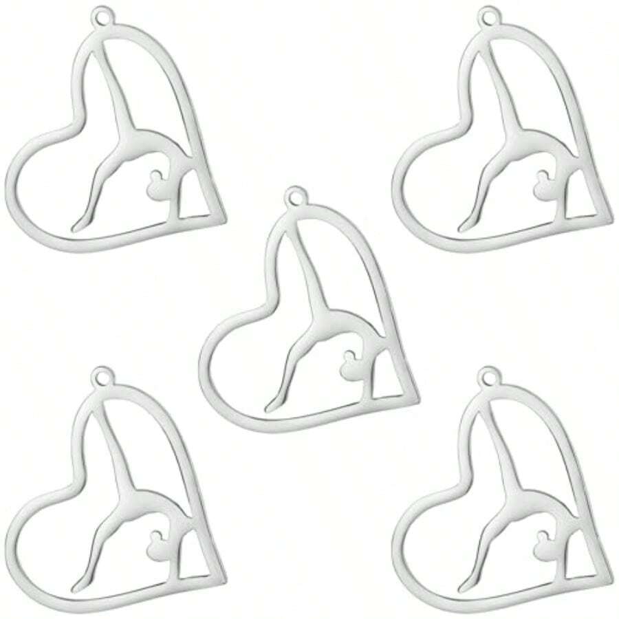 Kkoy 5Pcs Stains Steel Gymic E DIY Carms Ewelry Ma And Crafting Assorted Pent Mini Carm Craft Supplies Accessories DIY Acelet Necklace Ears - Halfway Handstand Silver - View 1