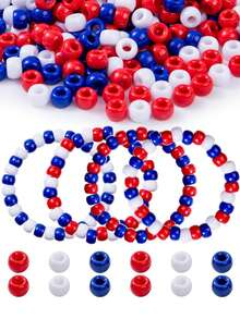 4th Of July DIY Craft Project Red White Blue Acrylic Beads, Suitable For Making Bracelets, Braiding, Decorations, 4th Of July Memorial Decorations, Red White Blue Pom Pom Beads, Suitable For Making 4th Of July Decorations, Friendship Bracelets, Jewelry Necklaces And Handicrafts - Multicolor - View 11