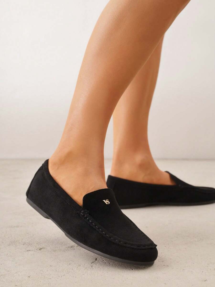 Soft Suede Loafers Women's Casual Spring/Fall Shoes - Black - View 1