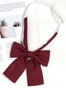1pc Japanese Style Red Ribbon Bow Tie - Burgundy - View 3