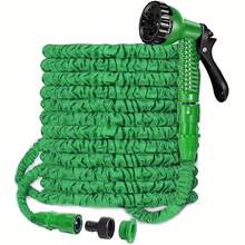 三合一可伸缩花园水管,长度从 7.5 英尺到 60 英尺,配备七合一可调节喷嘴,适用于洗车、浇灌草坪、植物养护和宠物洗澡,绿蓝黑三色可选。 - A - 查看 22