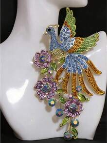 1pc Retro Heavy Industry Phoenix Brooches For Ladies,Suitable Shirt Collar Clothing Accessory, Party And Wedding Gift Valentines,Mom,Mother,Mother's Day,Gift - 彩色 - 查看 11