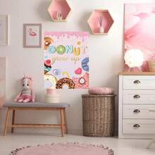 Pin The Donuts On The Hook Donut Game With 24PCS Cake Stickers Girls Grow Up Party Favor Backdrop Posters Wall Home Doughnut Themed Birthday Party Decorations Supplies - View 3