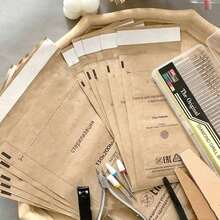 牛皮纸指甲消毒袋，适用于牙科指甲金属工具，可进行干热、紫外线和臭氧消毒，一次性指甲工具消毒袋，牛皮纸袋，剪刀，镊子清洁袋 - 彩色 - 查看 2