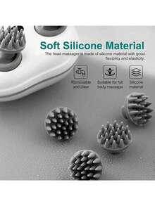 Masajeador de cuero cabelludo portátil de silicona USB, con 4 garras de masaje desmontables, 3 modos ajustables, herramienta de masaje corporal de relajación profunda, cepillo de masaje para rascar el cuero cabelludo, masajeador para gatos/perros - Multicolor - Ver 11