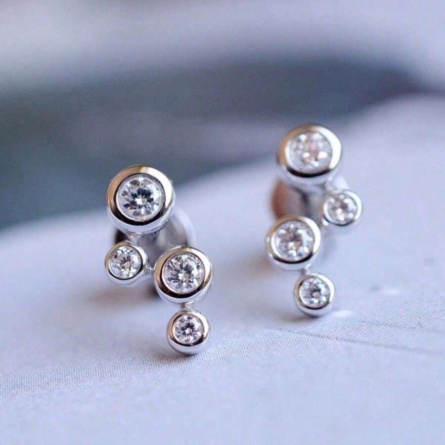 1件银色扁平水晶簇螺旋耳夹耳环饰品 - 仿銠鍍層 - 查看 1