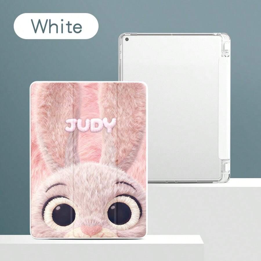 Disney Ốp máy tính bảng họa tiết Judy và Fox, tương thích với iPad Pro 13/12.9/10.5/10.2/9.7/8.3/7.9/11 inch, phù hợp với các dòng M5/M4/M3/M2 năm 2025/2024/2023/2022/2021, tương thích với các dòng iPad Air 2/3/4/5/6/7 năm 2017/2018/2019/2020, thế hệ 5/6/7/8/9/10/11, Mini 4/5/6/7, kiểu dáng hoạt hình dễ thương dành cho cả nam và nữ, ốp lưng silicon mềm hai mặt có thể gập lại, chống rơi vỡ. - trắng - Xem 1