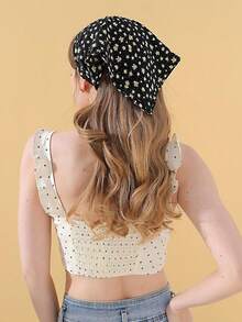 1 chiếc khăn choàng cổ nữ màu vàng họa tiết hoa nhí, khăn trùm đầu thường ngày, khăn quàng cổ đi biển/nghỉ mát, lễ hội, du lịch. - Nhiều màu - Xem 4