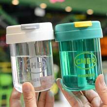 1pc 300ml/10oz Plastic Cup With Straw, Portable Women's Water Cup, Summer - Multicolor - View 10