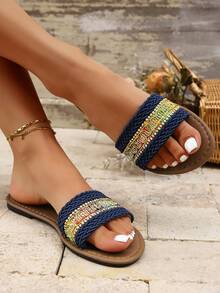 Dép lê nữ thời trang, đế cao su chống trơn trượt nhẹ, phần trên bằng vải dệt thoáng khí, dép lê thoải mái cho bé gái khi đi chơi. - màu đen - Xem 2