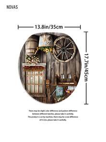 1/3/4 piezas Conjunto de cortina de ducha de flores silvestres de primavera con motivo de granero de madera de granja, tela de poliéster lavable y resistente al agua, accesorios de decoración de baño, incluye funda de asiento de inodoro, alfombras de baño y alfombra, perfecto para el hogar/dormitorio/sala de estar/artículos del hogar/verano - A - Ver 10